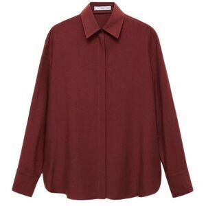 Mango Dark Red Button Down Shirt - Size Medium (M)